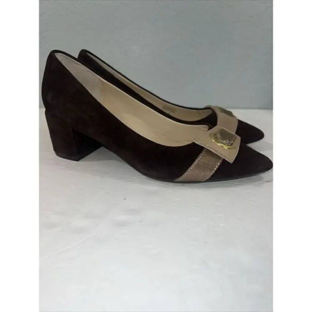 BETTYE‎ MULLER CONCEPT Fritzi Suede Block-heel Pumps In Dark Brown Suede Sz 7.5M